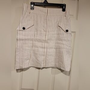 Ann Taylor Striped Linen-Blend Mini Skirt with Utility Pockets Size 10